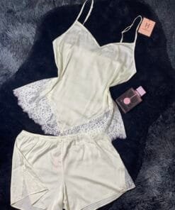 Bustier short en satin "Blanc cassé "