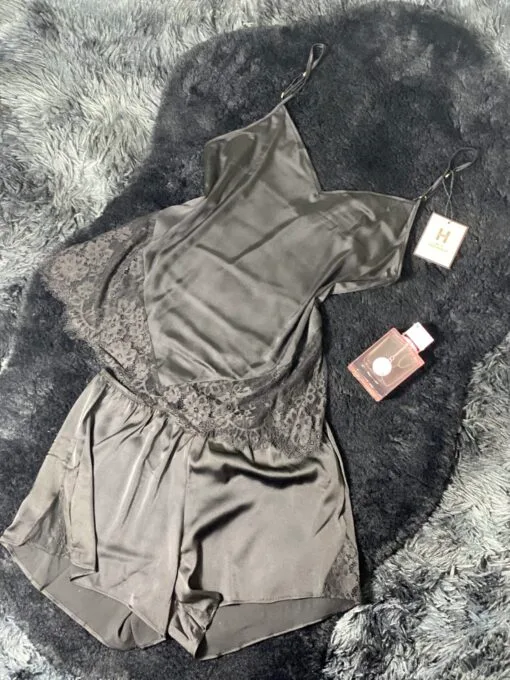Bustier short en satin "Noir"