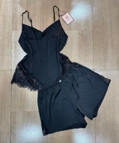 Bustier short en satin "Noir"