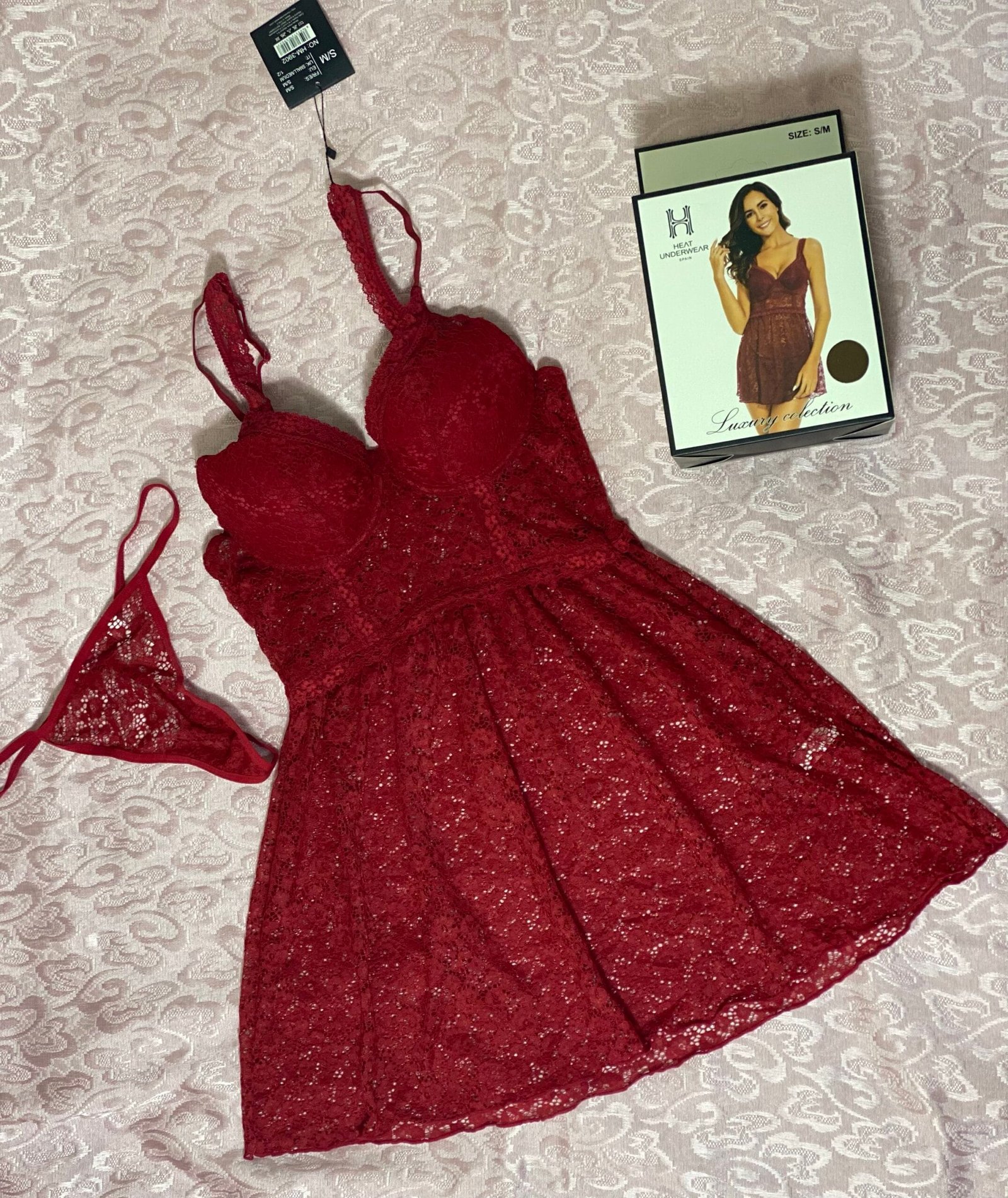 Nuisette -Bas H en dentell « Rouge » – Image 2