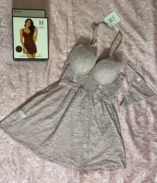 Nuisette -Bas H en dentell « Mauve »