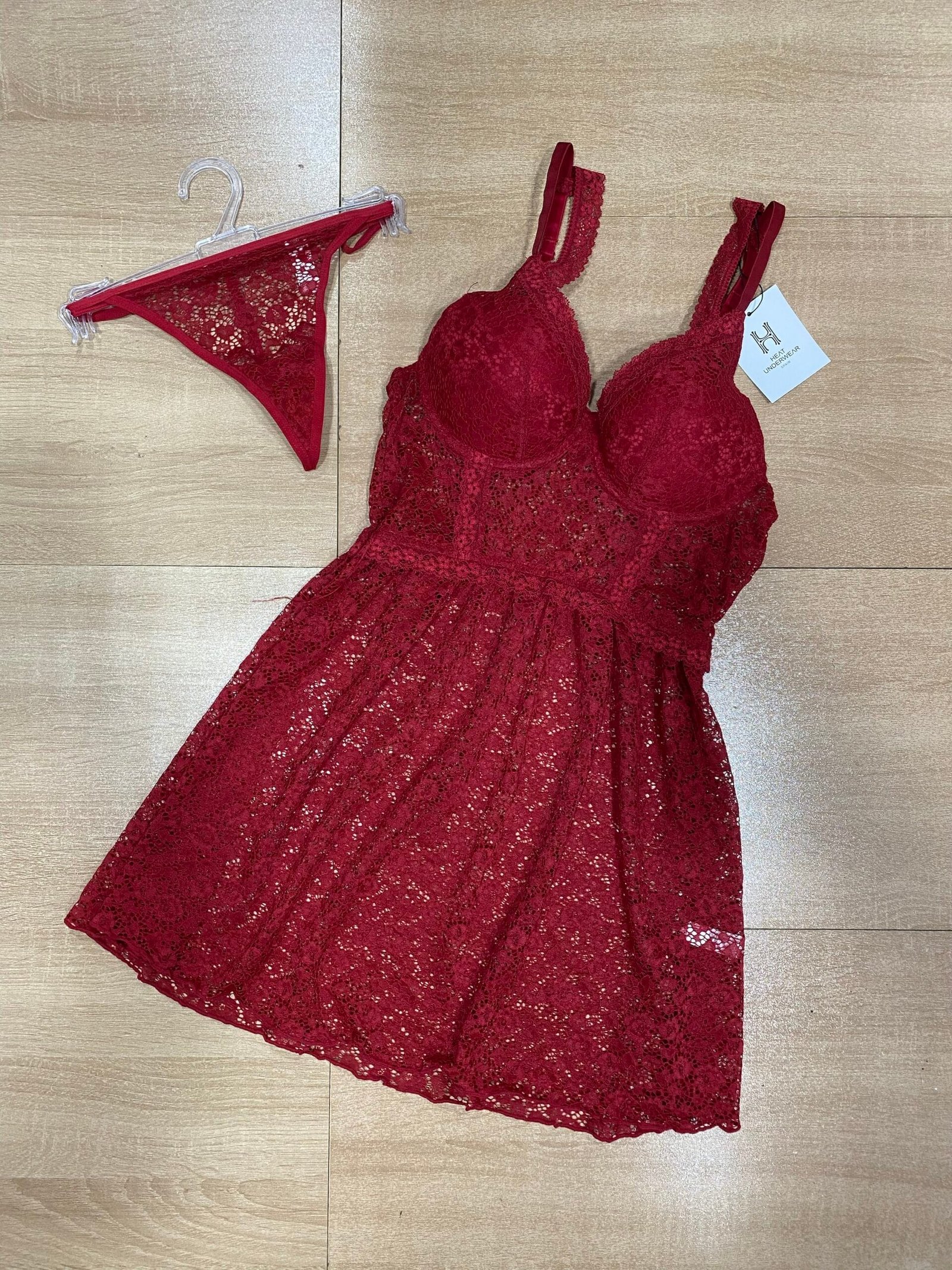 Nuisette -Bas H en dentell « Rouge »