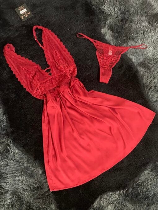 Nuisette + bas " Bordeaux "