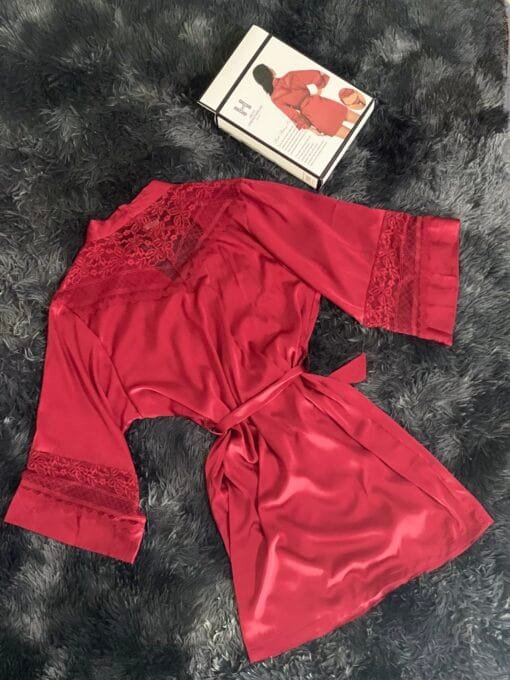 Ensemble nuisette peignoir + bas " Bordeaux " – Image 3