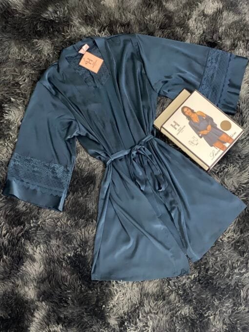 Ensemble nuisette peignoir + bas " Bleu-vert "