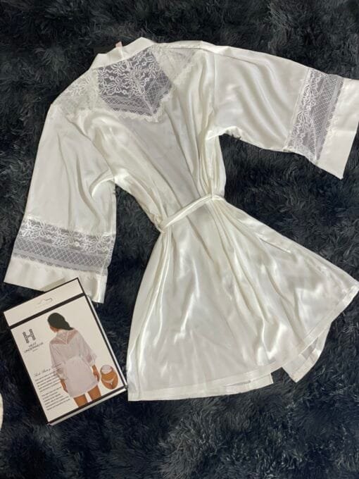 Ensemble nuisette peignoir + bas " Blanc " – Image 3