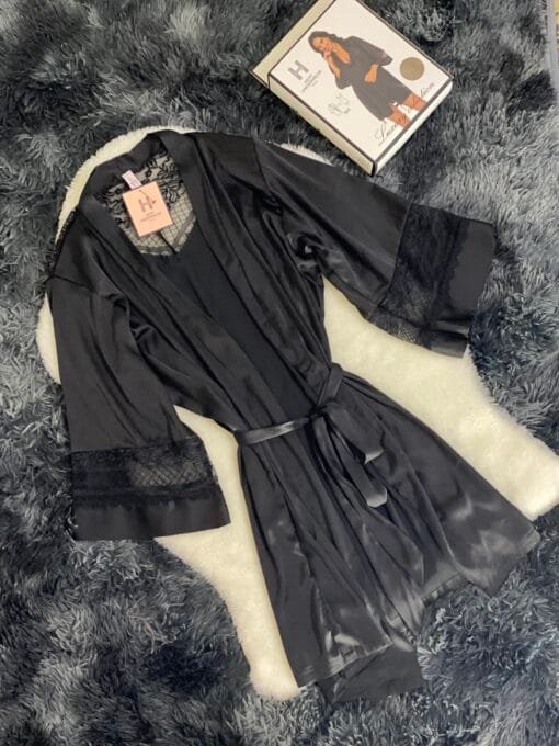 Ensemble nuisette peignoir + bas " Noir " – Image 2