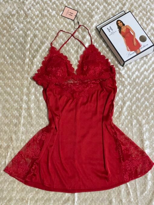 Nuisette croisé en dentelle « Bordeaux « 