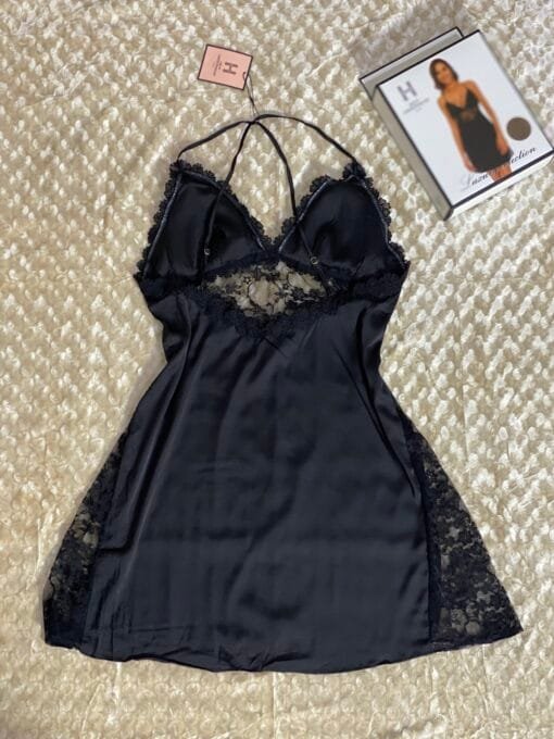 Nuisette croisé en dentelle « Noir « 