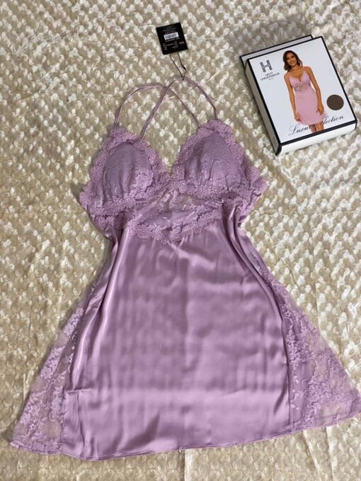 Nuisette croisé en dentelle « mauve« 