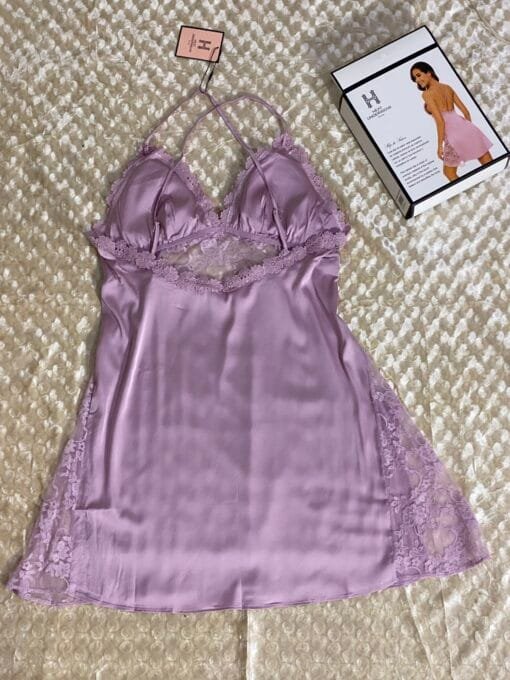 Nuisette croisé en dentelle « mauve«  – Image 2