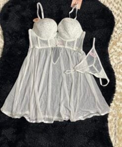 Nuisette H + bas " Blanc "