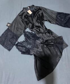 Ensemble Nuisette peignoir H " Noir "