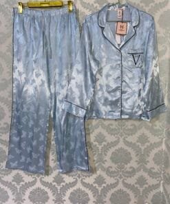 pyjama boutonnée en satin "Bleu " papillon