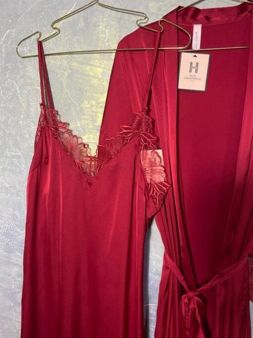 Ensemble Nuisette peignoir long " Rouge "