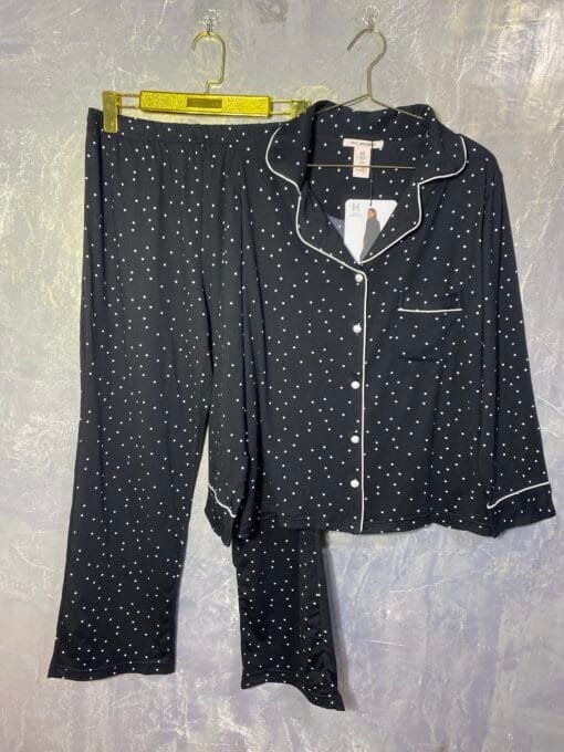 Pyjama boutonnée en cotton "Noir" petit point