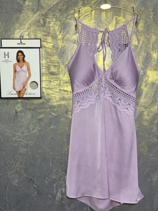 Nuisette En Satin "mauve"