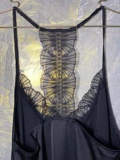Nuisette Longue En Satin " Noir " – Image 2