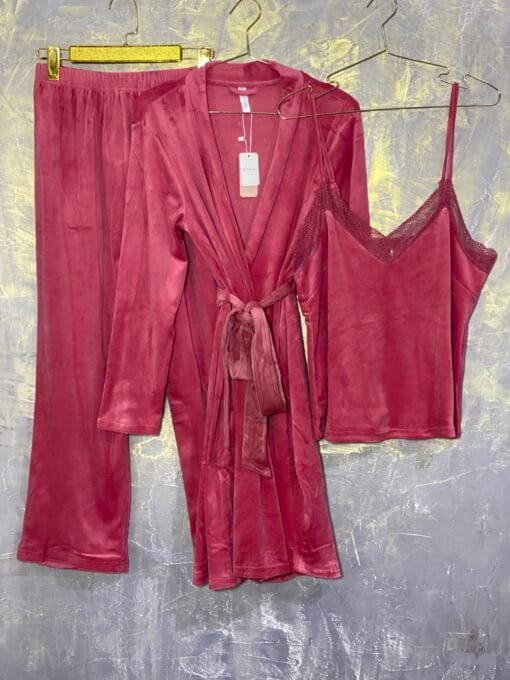 Pyjama 3 pièce " Rose " Velour