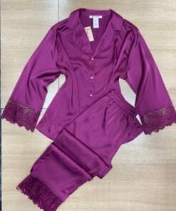 Pyjama Boutonnée " Violet " En Satin