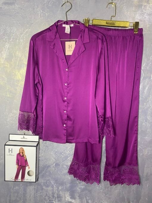 Pyjama Boutonnée " Violet " En Satin