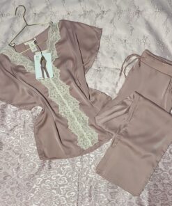 Pyjama En Satin Demi-Manche "Bois De Rose"