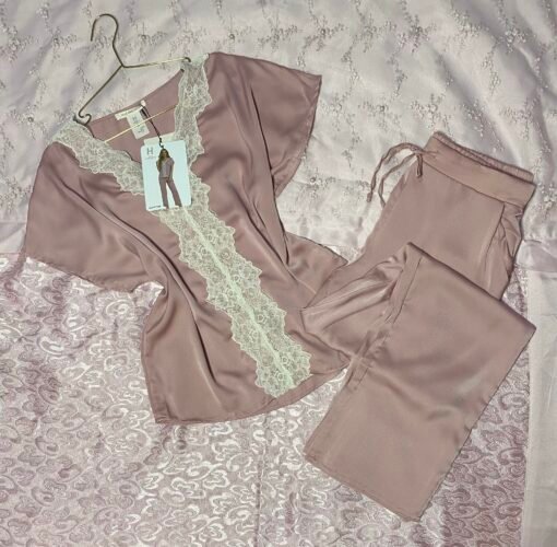 Pyjama En Satin Demi-Manche "Bois De Rose"