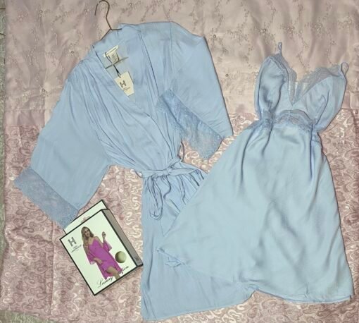 Ensemble Nuisette Peignoir "Bleu"