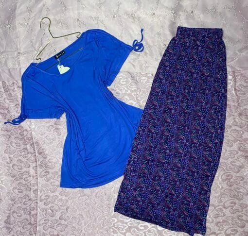 Pyjama sans-manche pantacourt "Bleu"