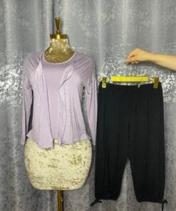 Pyjama 3 Pièces Pantacourt " Mauve-Noir"