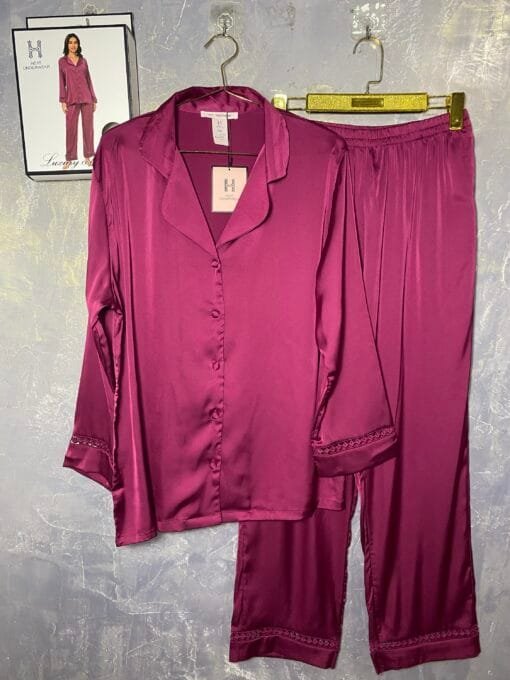 Pyjama Boutonnée En Satiné " Bordeaux"