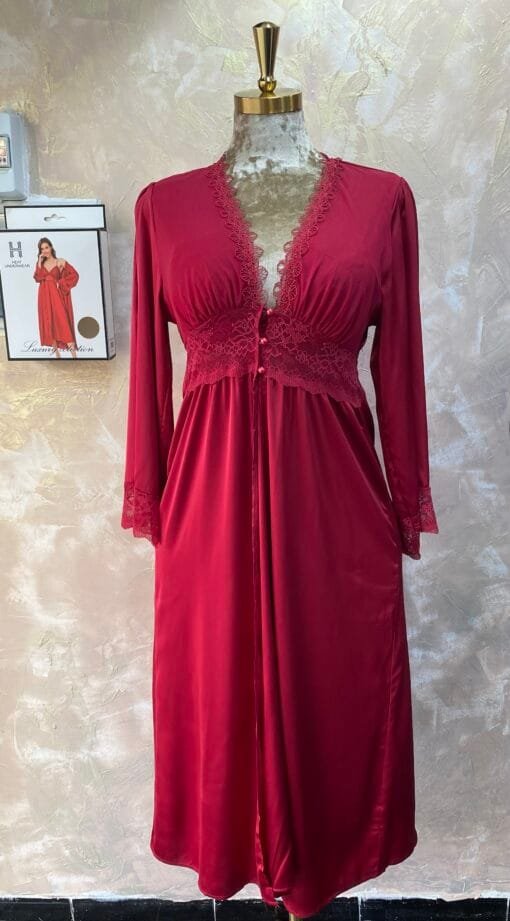 Ensemble Nuisette Peignoir " Bordeaux " Long