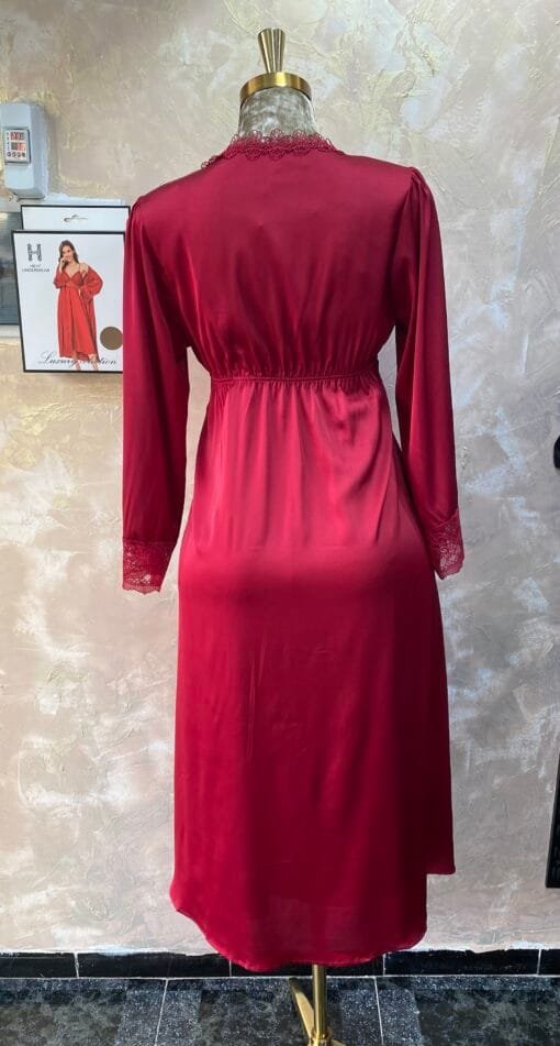 Ensemble Nuisette Peignoir " Bordeaux " Long – Image 2