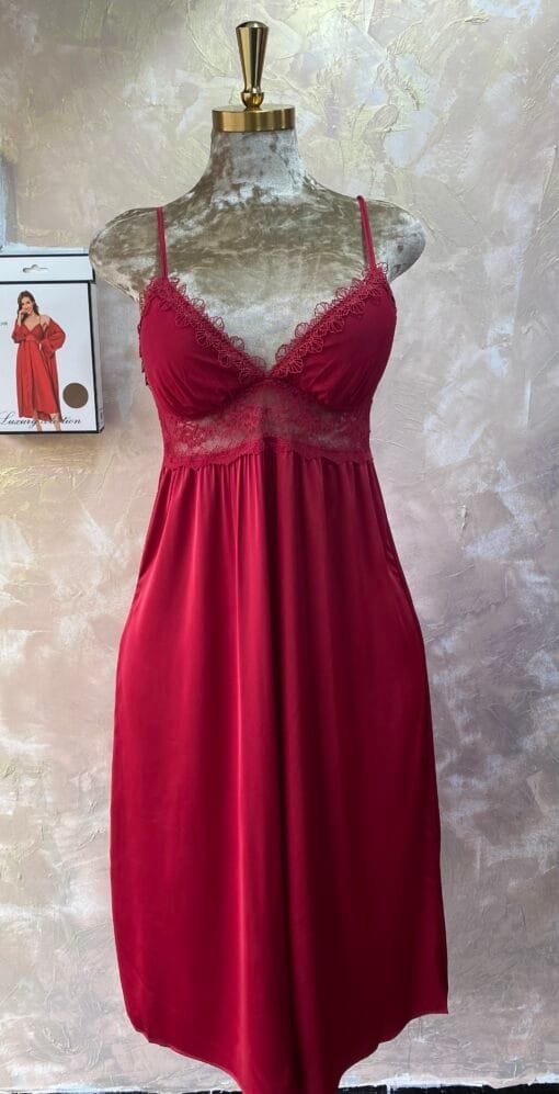 Ensemble Nuisette Peignoir " Bordeaux " Long – Image 3