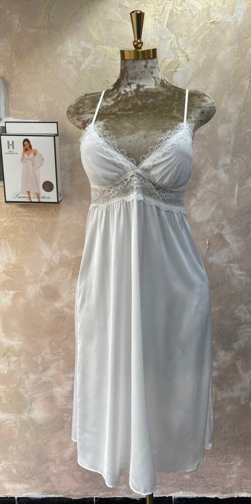 Ensemble Nuisette Peignoir " Blanc " Long – Image 3
