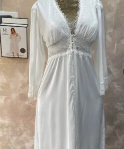 Ensemble Nuisette Peignoir " Blanc " Long
