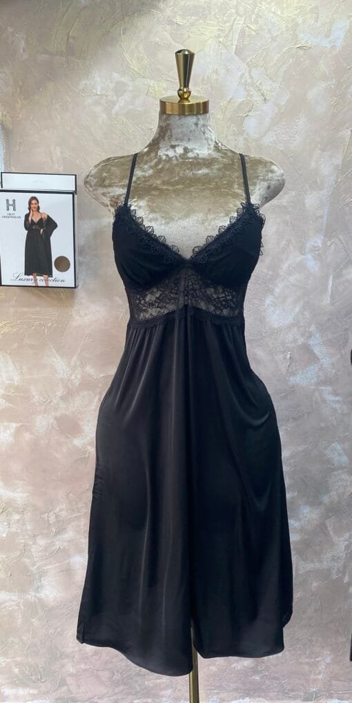Ensemble Nuisette Peignoir " Noir " Long – Image 3