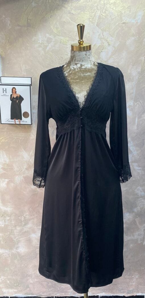 Ensemble Nuisette Peignoir " Noir " Long