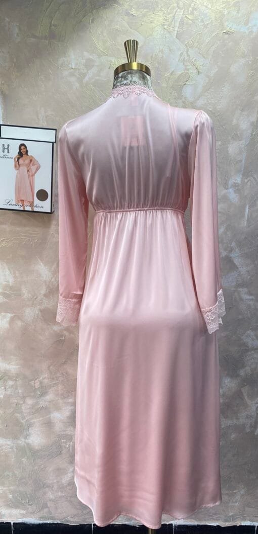 Ensemble Nuisette Peignoir " Rose " Long – Image 2