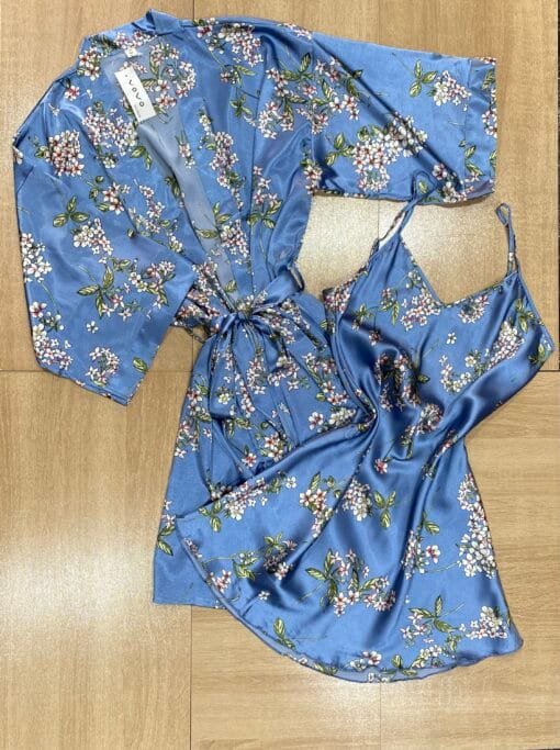 Ensemble 4 Pcs "Bleu" En Satin – Image 2