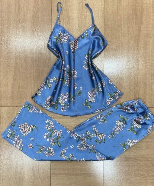 Ensemble 4 Pcs "Bleu" En Satin – Image 3