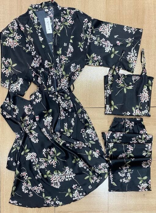 Ensemble 4 Pcs "Noir" En Satin