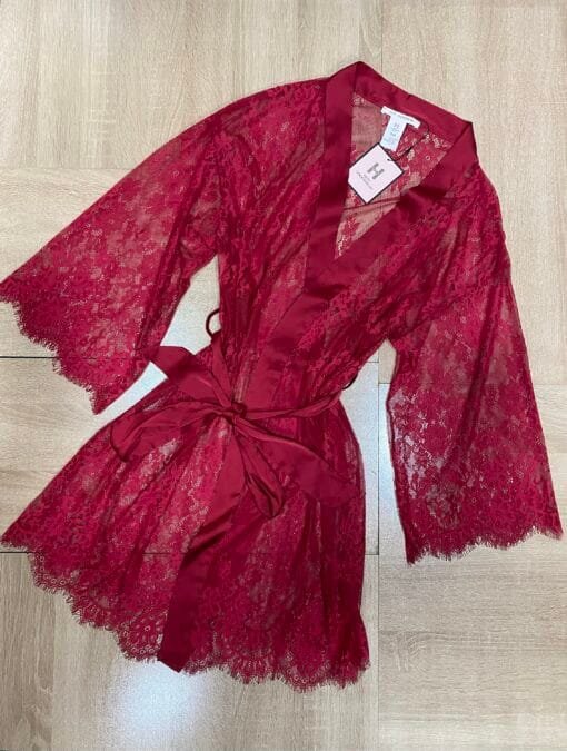 Ensemble Nuisette Peignoir - Bordeaux - En Dentelle – Image 2