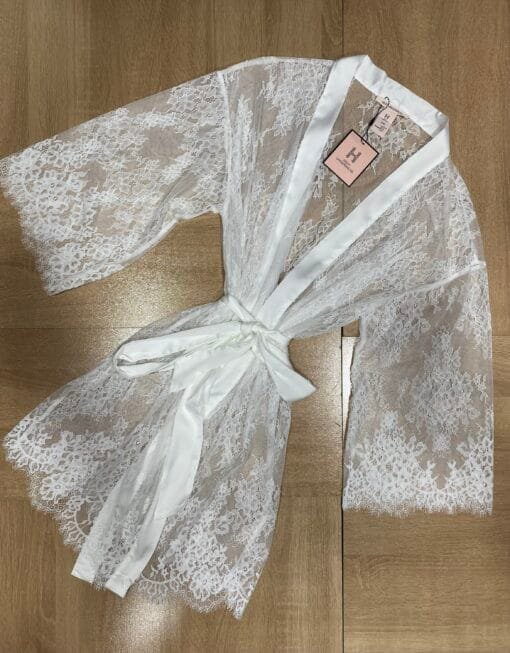 Ensemble Nuisette Peignoir - Blanc - En Dentelle – Image 2