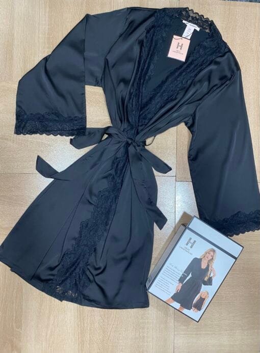 Ensemble Nuisette Peignoir - Noir - – Image 2