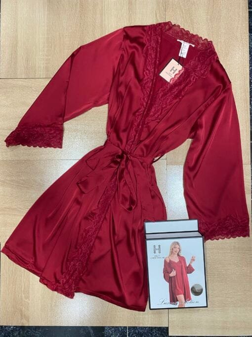 Ensemble Nuisette Peignoir - Rouge - – Image 2