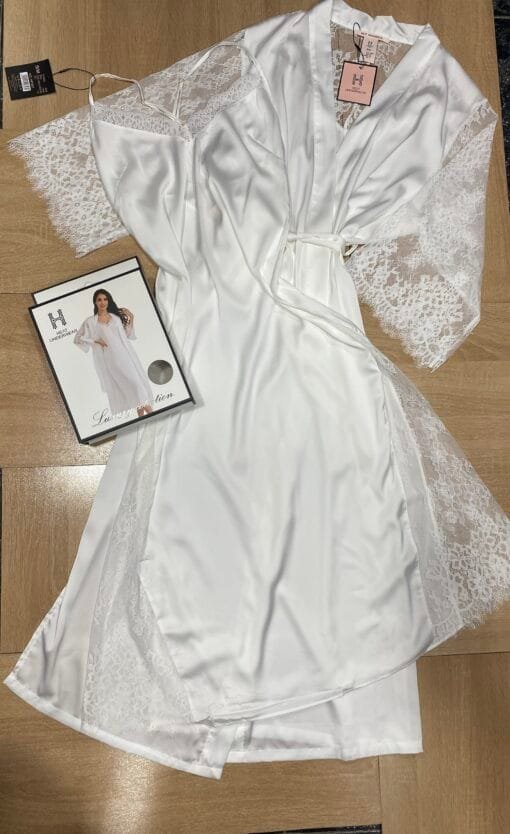Ensemble Nuisette Peignoir - Blanc - Long