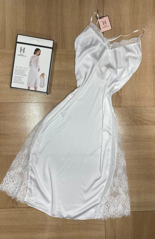 Ensemble Nuisette Peignoir - Blanc - Long – Image 3