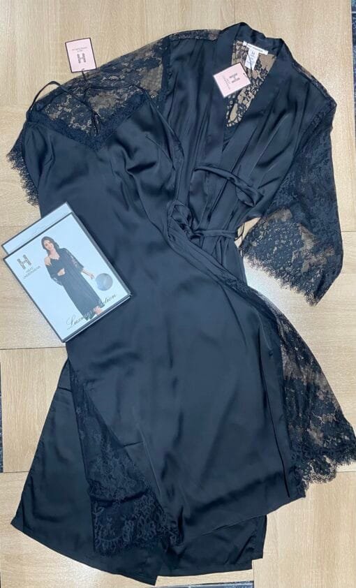 Ensemble Nuisette Peignoir - Noir - Long