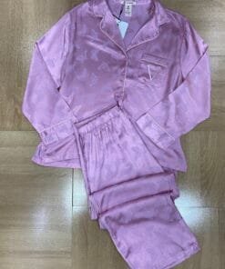 Pyjama Boutonnée En Satin " Rose" Papillon